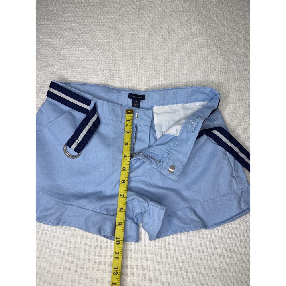 Tommy Hilfiger Ruffle Shorts Girls 14 Blue Cotton Belted Preppy School Uniform - Picture 6 of 10